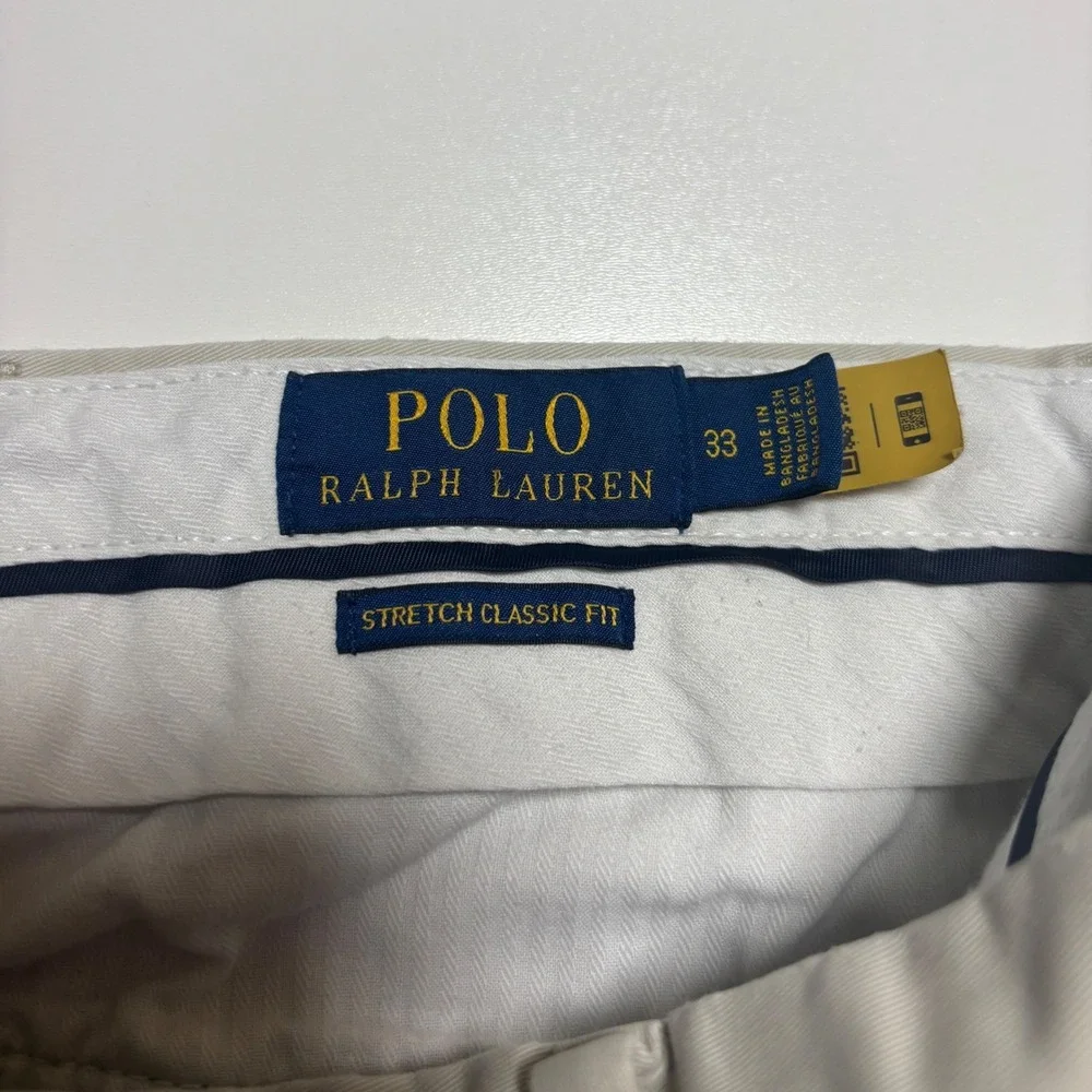 Polo Ralph Lauren Chino Shorts Men's Sz 33‎ Classic Fit Stretch Tan Khaki Preppy